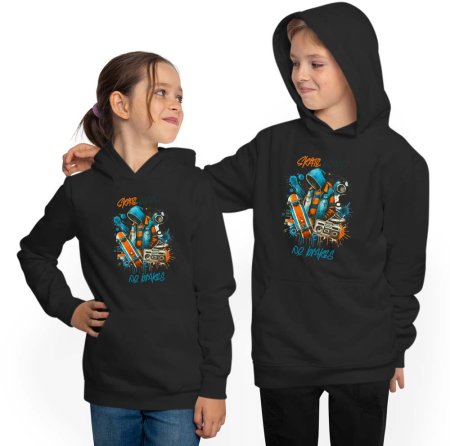 Kid Skater Hoodie - Skateboard no brakes lettering i533